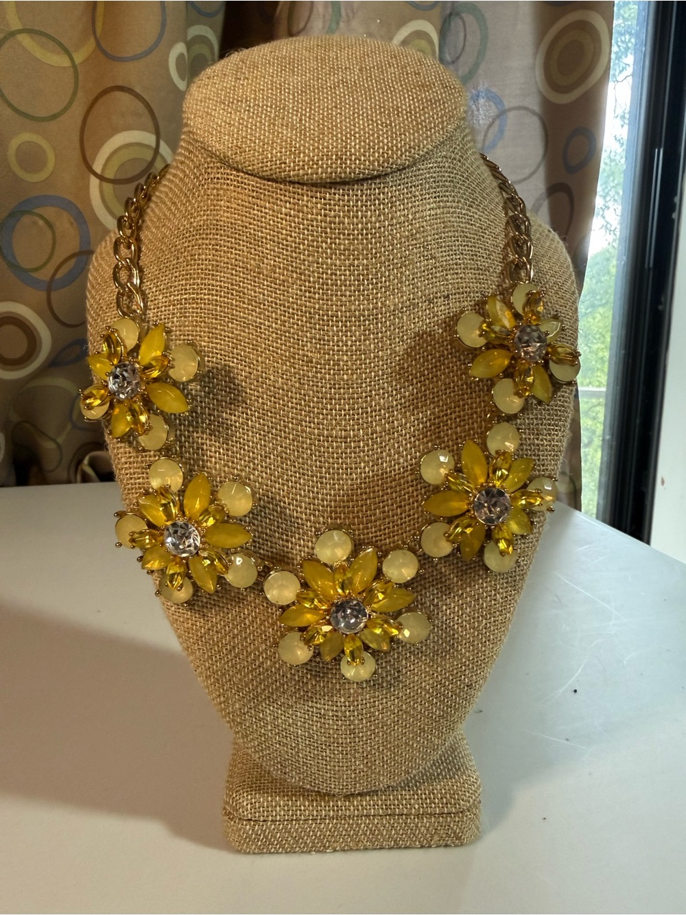 Y2K Vintage Chunky Yellow Floral Statement Necklace